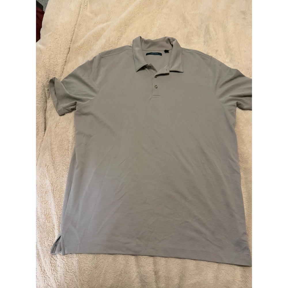 Perry‎ Ellis Mens XLT Grey Ribbed Short Sleeve Polo Shirt Tall Size